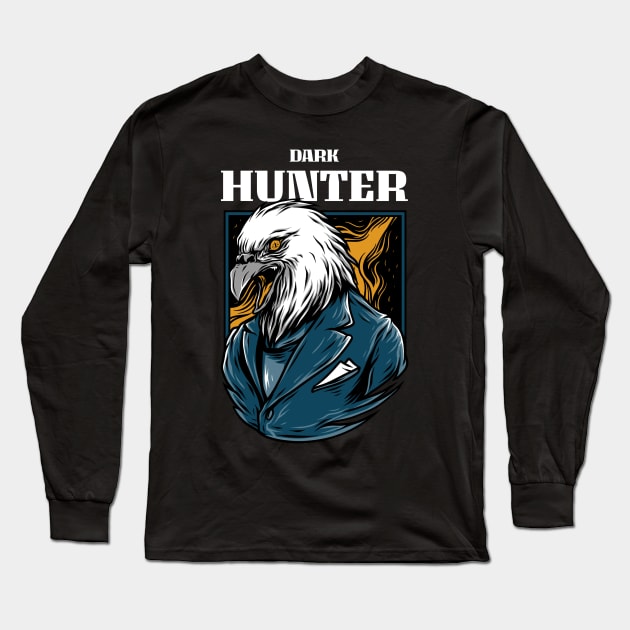 Dark Hunter / Cartoon Eagle Design / Night Bird / Urban Streetwear Style Long Sleeve T-Shirt by Redboy